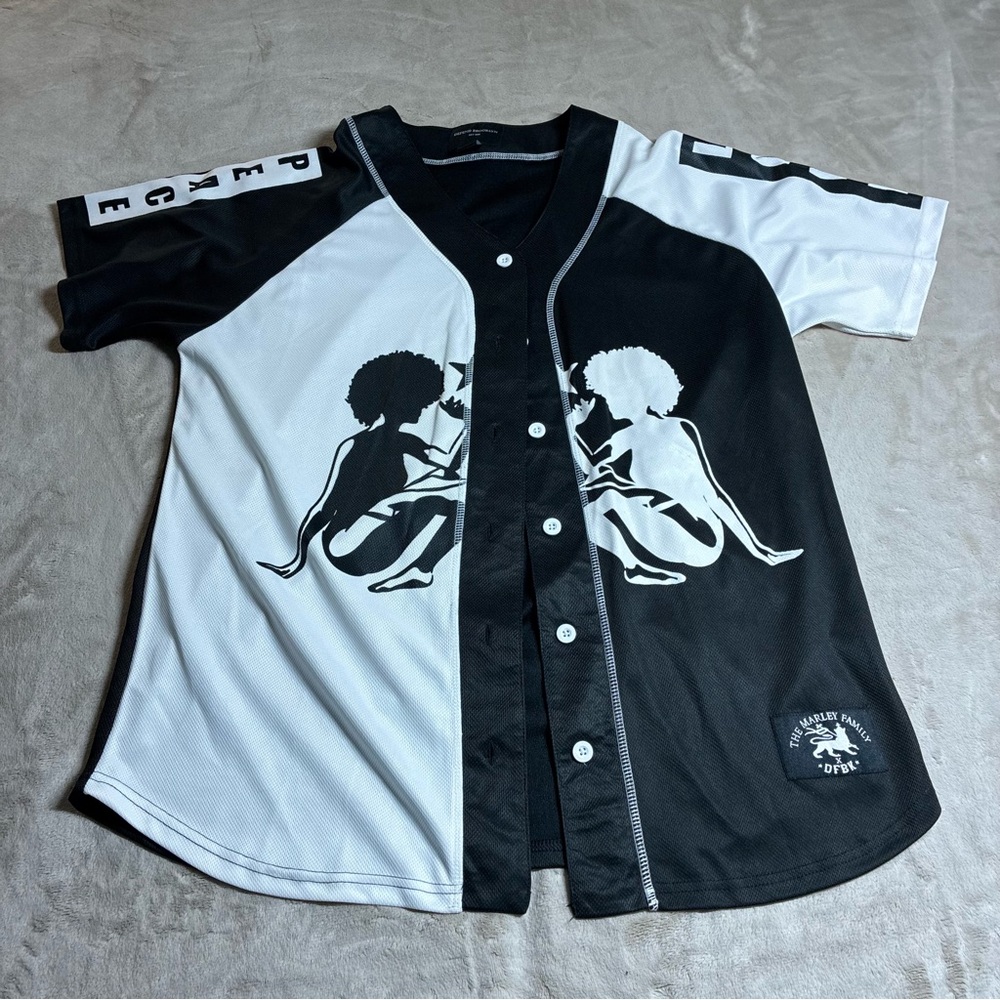 Defend Brooklyn x Marley Family Collaboration Afro Art Baseball Jersey Men’s XL